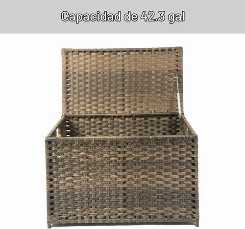 Vista 7 de Tronco de almacenamiento de mimbre, cesta de almacenamiento Retro Marrón