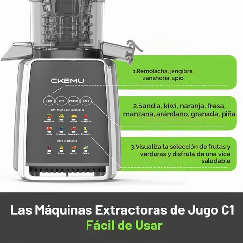 Vista 5 de Exprimidor de prensa en frío – Conducto de alimentación extra ancho de 5.8 pulgadas Máxima retención de nutrientes Exprimidor de masticación