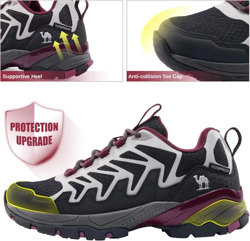 Vista 4 de CAMELSPORTS Zapatos de senderismo para mujer, impermeables, ligeros, antideslizantes, transpirables, para exteriores, para senderismo y caminar