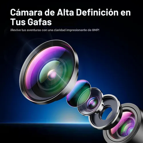 Vista 4 de QxzPower 1080P HD AI Cámara Inteligente con Gafas, Cámara de 8 MP Bluetooth 5.4 Grabación con Gafas, Micrófono Dual ENC Reducción de Ruido, Lentes