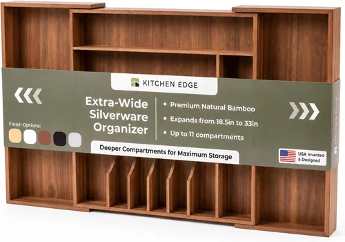 Vista 14 de KitchenEdge Organizador Premium de Cubiertos, Vajilla y Utensilios para Cajones de Cocina, Grado Comercial Apto para Alimentos, Expandible de 10.5 a