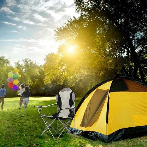 Vista 2 de Sillas plegables de campamento para adultos, sillas de campamento plegables con portavasos y bolsa exterior, silla ligera y portátil al aire libre