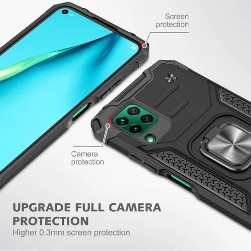 Vista 7 de Asuwish Funda compatible con Huawei P40 Lite y protector de pantalla de vidrio templado, accesorios para celda, soporte de anillo, fundas