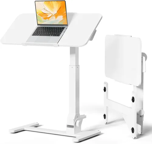 Vista 10 de JOY worker Mesa plegable de vidrio para sobrecama, escritorio ajustable en vidrio blanco