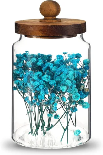 Vista 13 de Tarro de vidrio de 40 onzas con tapa de rosca de madera, recipiente hermético de 40.6 fl oz, recipiente de azúcar transparente para almacenamiento