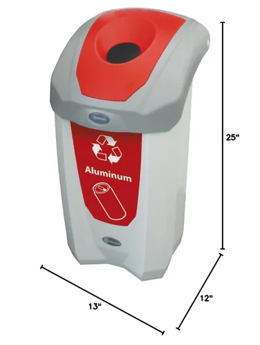 Vista 3 de Nexus - Contenedor de reciclaje de latas de aluminio 8G (gris, calcomanía roja), contenedor de reciclaje de plástico de 8 galones para latas