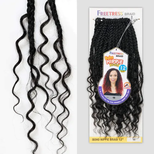 Vista 5 de FreeTress - Trenzas de ganchillo boho hippie de 12 pulgadas (caramelo)