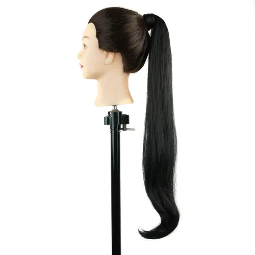 Vista 5 de IMISSU Extensión de pelo Cola de caballo Cabello flexible Colas de caballo Postizos (Negro)