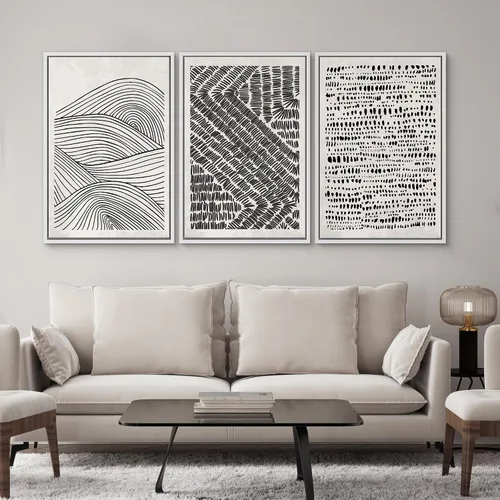 Vista 149 de SIGNWIN Lienzo enmarcado para pared, juego de arte neutro de bosque brumoso, ilustraciones en tono tierra, arte moderno, decorativo, bohemio