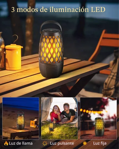 Vista 3 de Altavoces Bluetooth para exteriores, impermeables, inalámbricos, para exteriores, con luces de llama, dispositivos tecnológicos, regalo