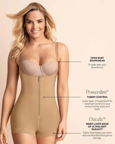 Vista 3 de Leonisa Modelador de cuerpo con control de abdomen para mujer - Body moldeador de compresión