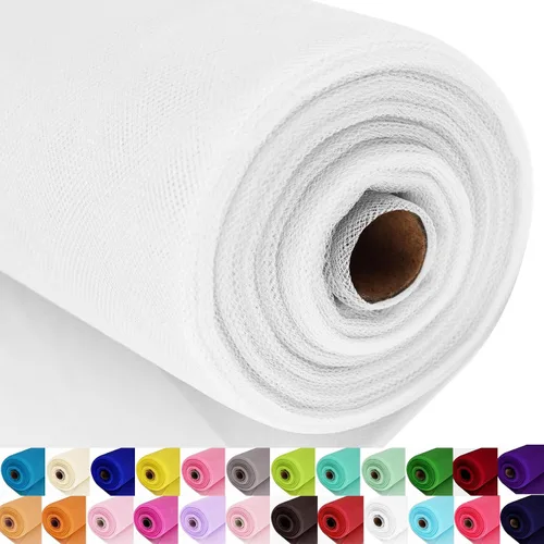 Vista 67 de Rollos de tela de tul, 54 pulgadas por 10 yardas (30 pies), cinta de tul para decoración de fiestas de boda, rollo de tela transparente en bobina