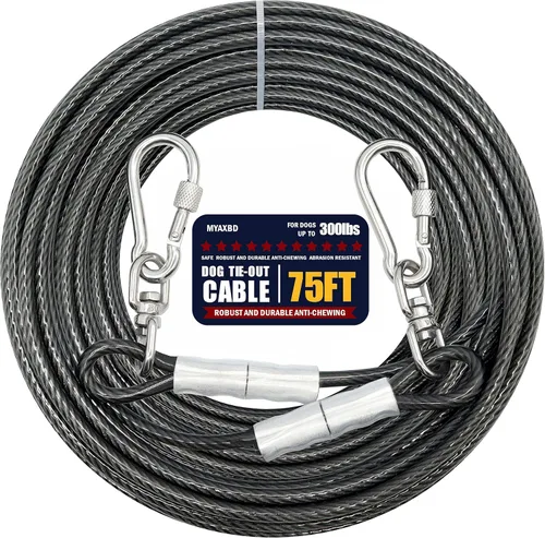 Vista 7 de Cable de amarre para perros de 15 pies – Cable resistente de 0.197 in de diámetro, con resistencia a la rotura de 1000 libras, a prueba