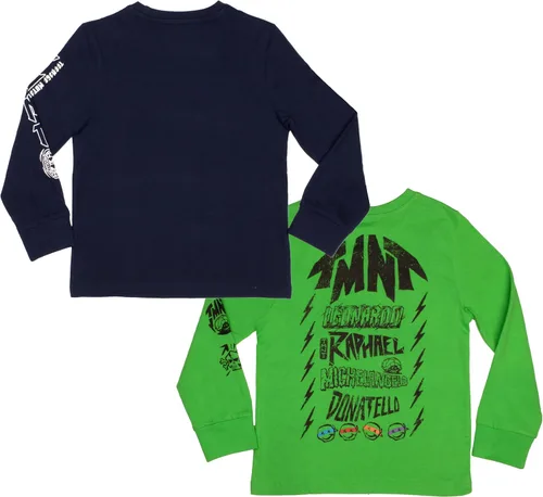 Vista 2 de Nickelodeon Teenage Mutant Ninja Turtles - Camiseta de manga larga para niños, paquete de 2 unidades, paquete de 2 unidades de TMNT para niños