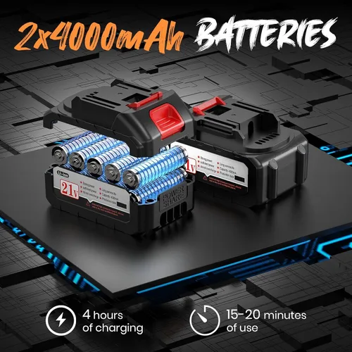 Vista 3 de Pulverizador de pintura inalámbrico con 2 baterías, kit de pistola de pintura manual HVLP de 650 W de 21 V, 6 boquillas y 3 patrones