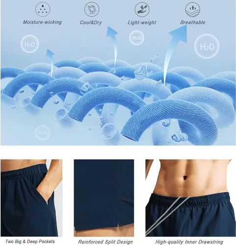 Vista 7 de GYM REVOLUTION Pantalones cortos deportivos de secado rápido para hombre con bolsillos