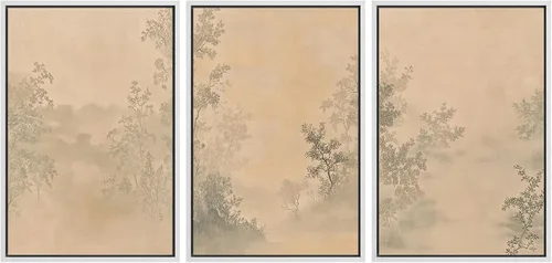 Vista 110 de MUDECOR Lienzo enmarcado para pared, juego de arte de acuarela pastel, bosque de pinos, naturaleza silvestre, ilustraciones modernas, decorativas