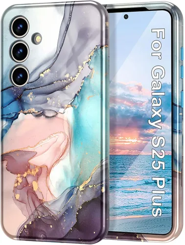 Vista 32 de Btscase para Samsung Galaxy S25, [Probado contra caídas de grado militar] Funda protectora de diseño de patrón de mármol, resistente, delgada