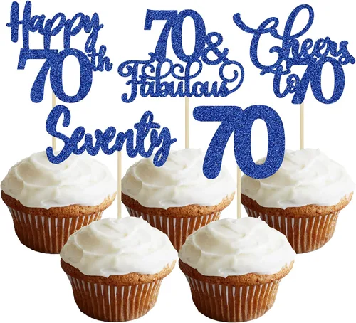 Vista 10 de Paquete de 30 adornos para cupcakes con purpurina de doble dígito para cumpleaños de 10 años, para cumpleaños, aniversario, fiesta, suministros