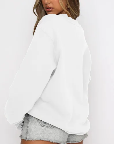 Vista 3 de Fanway&EC Sudadera de manga larga para mujer, casual, cuello redondo, sudadera con capucha de gran tamaño, para otoño