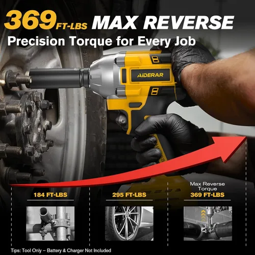 Vista 5 de Llave de impacto inalámbrica para batería DeWalt, 500 Nm (369 pies-libras) pistola de impacto sin escobillas de 1/2 pulgada y 1/4 pulgadas