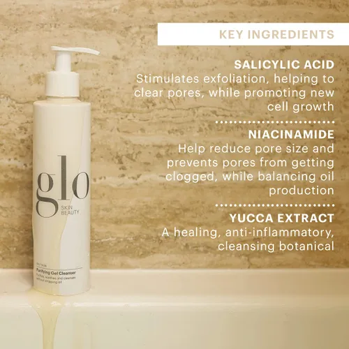 Vista 5 de Glo Skin Beauty Limpiador de gel purificante – Ácido salicílico + lavado facial de niacinamida equilibra la piel, se dirige a los poros obstruidos