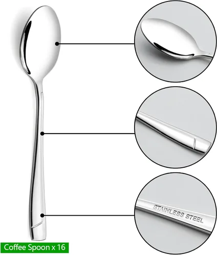 Vista 3 de Anbers Cucharas de café espresso Demitasse de acero inoxidable, 5 pulgadas, 16 piezas