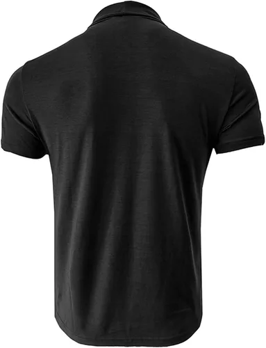 Vista 4 de Camiseta básica de manga corta con cuello alto falso para hombre