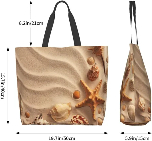 Vista 7 de Bolsa de mano de verano para playa, con estrellas de mar, grande, casual, para mujer, bolsas de hombro reutilizables para el trabajo, compras