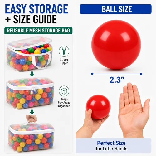 Vista 5 de Ball Pit Balls, Bright & Pastel Multicolor Plastic Balls For Kids Brillante