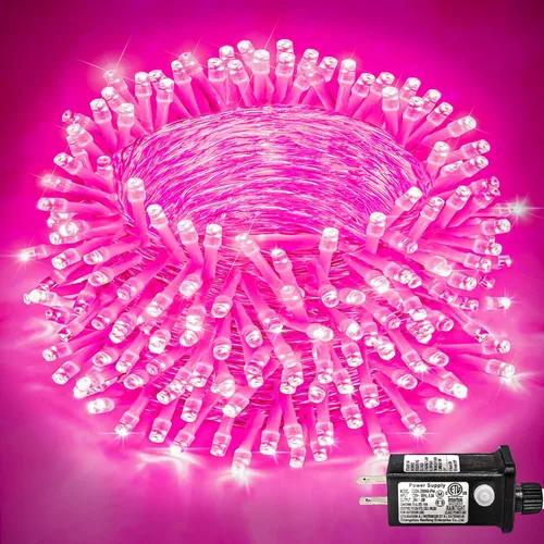 Vista 34 de Guirnalda de 120 luces LED rojas impermeables para exteriores, luces de Navidad rojas de 40 pies, 8 modos, cable transparente, guirnalda de luces