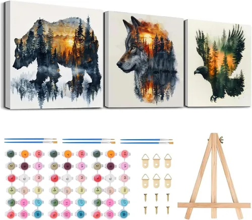 Vista 30 de Meothan Kits de pintura por números para adultos enmarcados, pintura de otoño por números para adultos principiantes, kits de pintura de calabaza