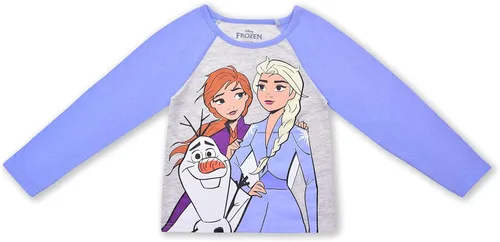 Vista 2 de Disney Frozen Elsa Anna and Olaf - Conjunto de camisa de manga larga y pantalón deportivo para niñas pequeñas y niños pequeños color púrpuragris
