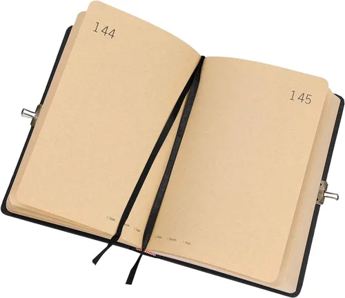 Vista 2 de 365 Day A5 Kraft Paper Hardcover Journals Notebook with Lock 1-Year Journal A Page A Day Daily Diary Scrapbook Numbered Blank Page Sketchbook