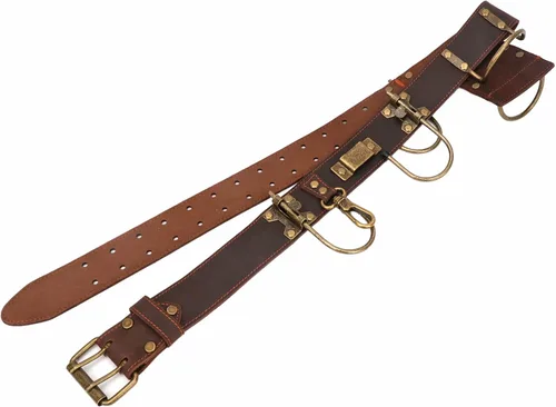 Vista 4 de TOURBON - Cinturón de herramientas ajustable con 2 bolsillos para herramientas, 7 fundas para herramientas (marrón oscuro) Hanging Hooks Hammer
