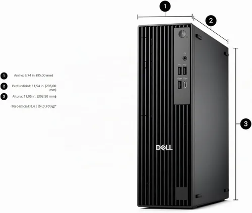 Vista 4 de Dell Pro Slim (Next Gen OptiPlex 7000 SFF), Intel 14-Core i5‑14500 (> i7-13700T), 32 GB DDR5 RAM, 1 TB SSD, QCS1250 Business Desktop, DisplayPort