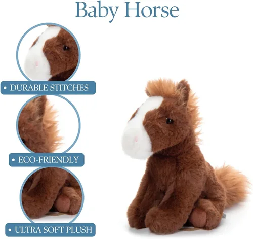 Vista 7 de The Petting Zoo Caballo de Peluche, Regalos para Niños, Animales Salvajes Wild Onez Babiez, Juguete de Peluche de Caballo Marrón 6 pulgadas
