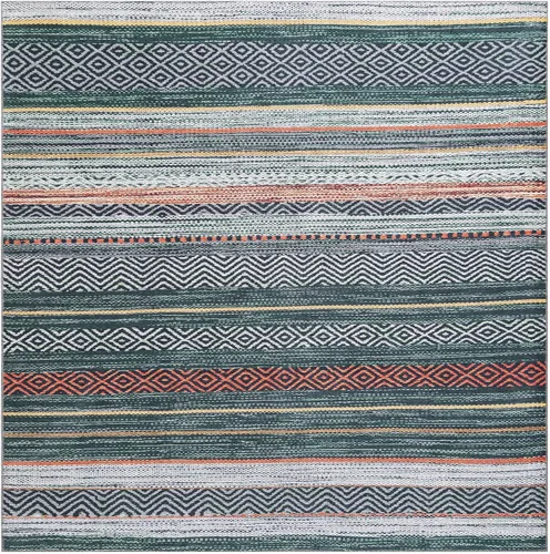 Vista 2 de Unique Loom Yara Collection - Alfombra Axel (7' 10" cuadrada, verde/marfil)