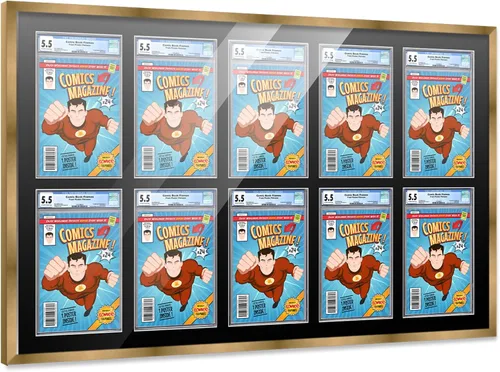Vista 66 de Poster Palooza Marco de cómics con paspartú para 1 cómic de grado CGC, CBCS o PGX, marco de cómic de bronce para cómic de 8.125 x 13 pulgadas