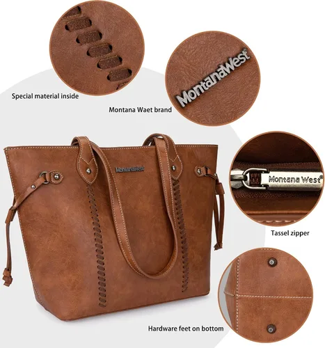 Vista 3 de Montana West Large Tote Bags for Women Concealed Carry Purses Top-Handle Shoulder Bags,MWC-G097