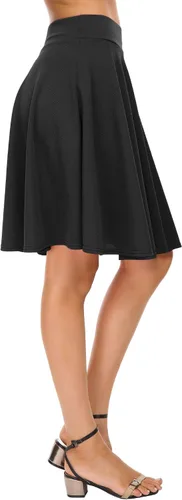 Vista 4 de Falda básica EXCHIC para mujer, corte redondo, largo a la rodilla, casual, elástica, mini falda de patinadora