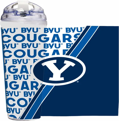 Vista 121 de Rico Industries Taza acrílica NCAA estándar de 24 onzas con tapa con bisagra, taza de doble pared oficialmente licenciada con pajita