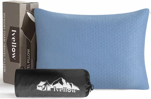 Vista 15 de Ivellow Almohada de viaje de espuma viscoelástica comprimible para dormir, almohada de espuma viscoelástica triturada, almohada pequeña de apoyo