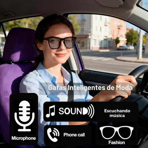 Vista 2 de Lentes de traducción Bluetooth inalámbricos inteligentes AI para hombres/mujeres con altavoces/Bluetooth y más de 140 idiomas traducción