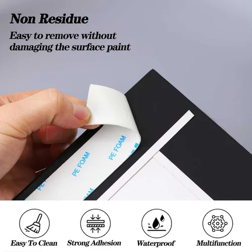 Vista 3 de Cinta de doble cara resistente, tiras para colgar fotos de 0.39 pulgadas × 10 pies para carteles, cinta adhesiva de espuma impermeable extraíble sin