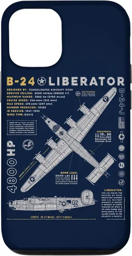 Vista 15 de iPhone 15 B-24 Liberator Consolidated Aircraft B24 Bomber Vintage Case
