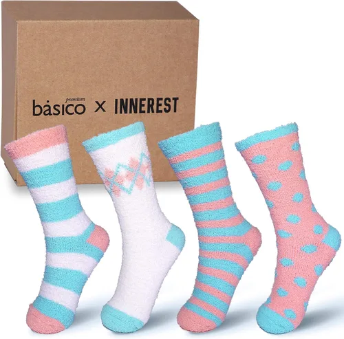 Vista 4 de BASICO Calcetines mullidos para mujer, calcetines cálidos para mujer, calcetines de invierno esponjosos, calcetines de cabaña para mujer, Paquete
