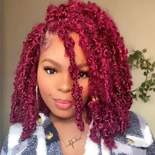 Vista 14 de ZRQ Butterfly Locs Cabello de Ganchillo Corto 6 Paquetes Negro Cabello Bob de Ganchillo 8 Pulgadas Locs Sintéticos Desordenados Desgastados Trenzas