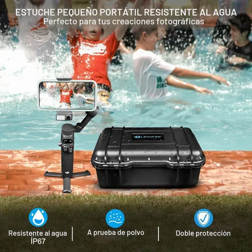 Vista 6 de Lekufee Portable Waterproof Hard Case for DJI Osmo Mobile 8, Osmo Mobile 7P / 7, Gimbal Stabilizer, DJI Mic 3/2 / Mic Mini & More Accessories(Case
