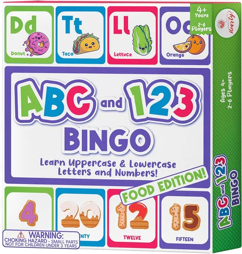 Vista 7 de Party Hearty Juego de mesa de bingo del alfabeto y número, ABC y 123 para niños de jardín de infantes y preescolares que aprenden a leer, 2